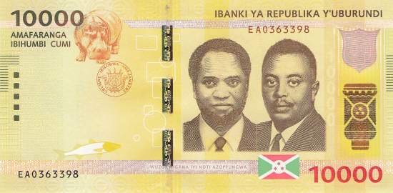 Burundi p54a 10000 Francs 2015